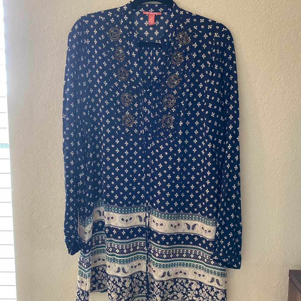 Boho navy blue C&V dress
